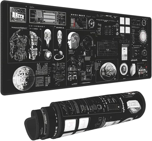 Machine Composition Mouse Pad 31.5 X 11.8 Inch Big Desk Rubber Base Stitched Edges Keyboard Pad XXL Mouse Mat for Home Game and Office