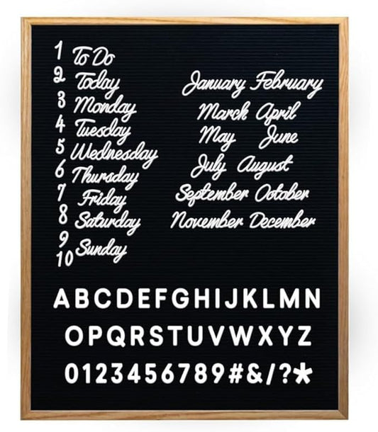 Felt Like Sharing Large Letter Board (Black Felt - 24”x30”) – Changeable Message Board with 3 Sets of Felt Board Letters – Statement Wall Sign for Quotes, Home or Holiday Decor In Oak Frame