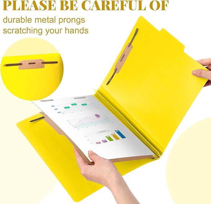 Skyygemm 60 Pcs Classification Folders Letter Size, 1 Divider Pressboard File Folder with Fasteners, Expanding File Organizer Bulk for Teachers, Clergy, Office, Church, Christmas Donations (Yellow)