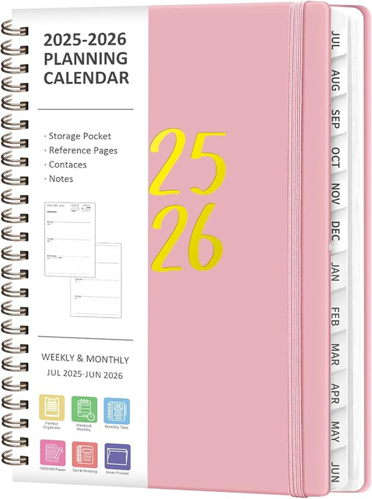 Planner 2025-2026, Monthly and Weekly Calendar Academic Planner (July 2025 - June 2026), Hardcover Planning Agenda Book for Office School Supplies, A5 (6.3" x 8.5")