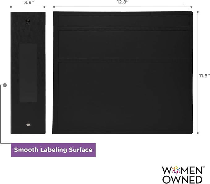 Carstens 4-Inch Heavy Duty 3-Ring Binder - Side Opening, Black, Durable Plastic, Precision No-Gap Rings, Waterproof Cover, No Pockets, Holds 600 US Letter Sheets, BPA-Free, Made in USA (1845-3R)