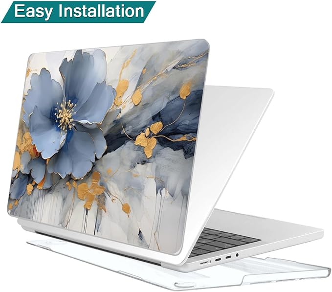 Teryeefi 3D Print Hard Shell Case Compatible with MacBook Pro 16 inch, M4 M3 M2 M1 Chip Pro Max 2025 2024-2021,fits Model A3403 A3186 A2991 A2780 A2485 with Type C Adapter & Keyboard Skin,Art Floral