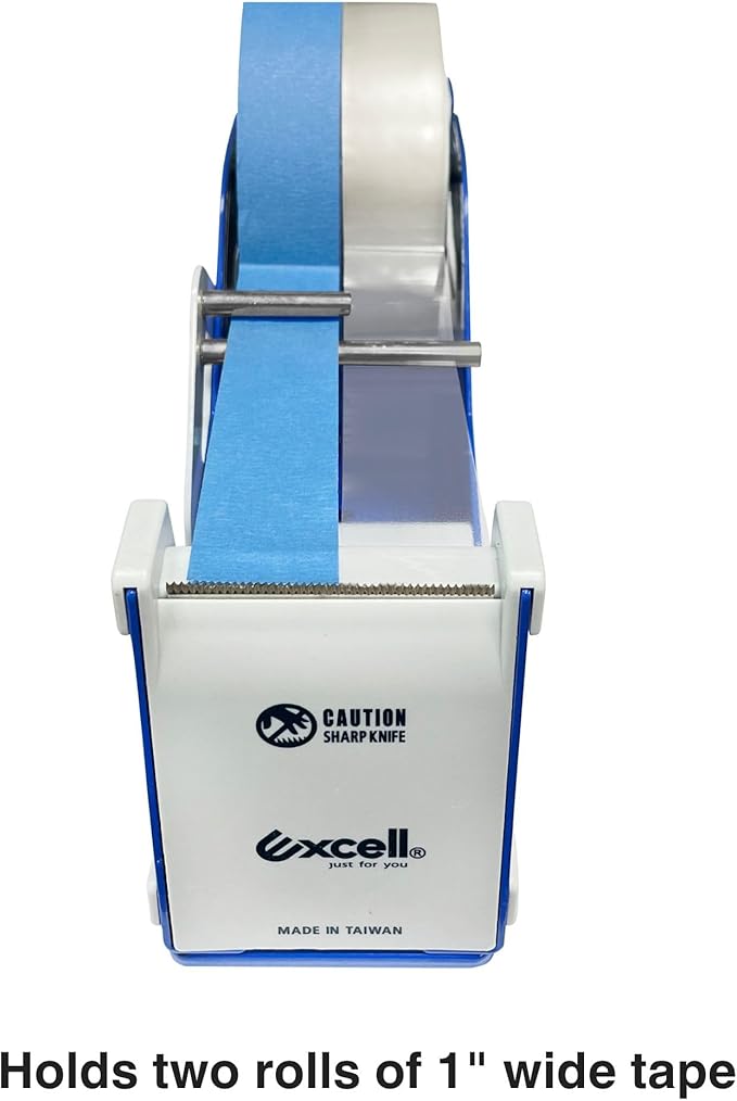 Excell Deluxe Twin Wide Metal Multi-Roll Desktop Tape Dispenser with Tiered Metal Separator Bars, EX-2272, 2 inch Wide, 3 inch Core