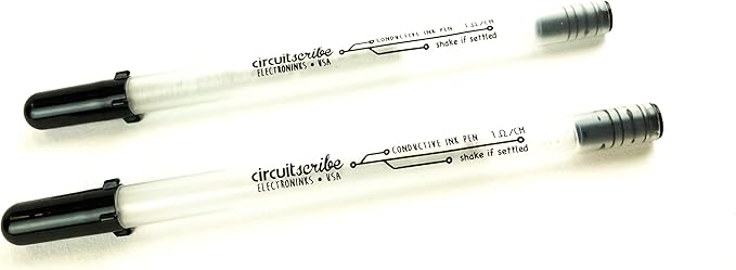 Circuit Scribe Non-Toxic Conductive Ink Pen for Kids Circuit Building Set (2-Pack) | Silver Ink Rollerball Point Pen Kit, Science Experiment, DIY Science Projects (New & Improved Formula)
