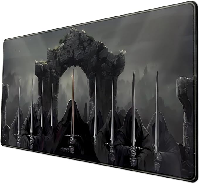 Knight Dark Grey Desk Pad Mat Anime Playmat Mouse Pad Gaming Large Mousepad for Desk Computer Pc Laptop Pad for Men, Equipped with Waterproof Storage Bag Non-Slip (31.5x15.7 in)