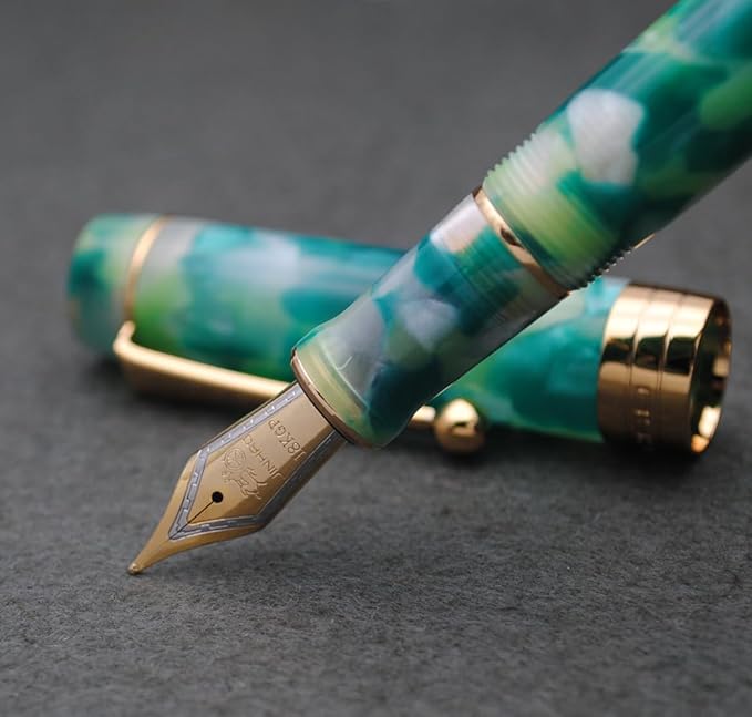 JINHAO 100 Fountain Pen with Ink Converter (Medium Nib 0.7mm, Fantastic Green)