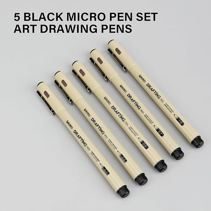 5-Piece Fineliner Pen, Assorted Point Sizes 0.1 to 1mm Ultra Fine Tips Pens, for Art, Writing & Bullet Journaling - Assorted 5 Point Sizes (5 Point Sizes)