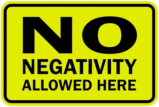Signs ByLITA Classic Framed No Negativity Allowed Here Sign (Yellow/Black) - Large 5 Pack