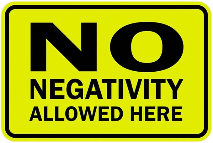 Signs ByLITA Classic Framed No Negativity Allowed Here Sign (Yellow/Black) - Small 1 Pack