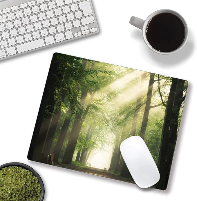 Hokafenle Mouse Pad, Natural Forest Mouse Pad, Rectangle Mouse Mat Square Waterproof Mouse Pads Non-Slip Rubber Base Mousepad for Office Laptop, 9.5"x7.9"x0.12" Inch