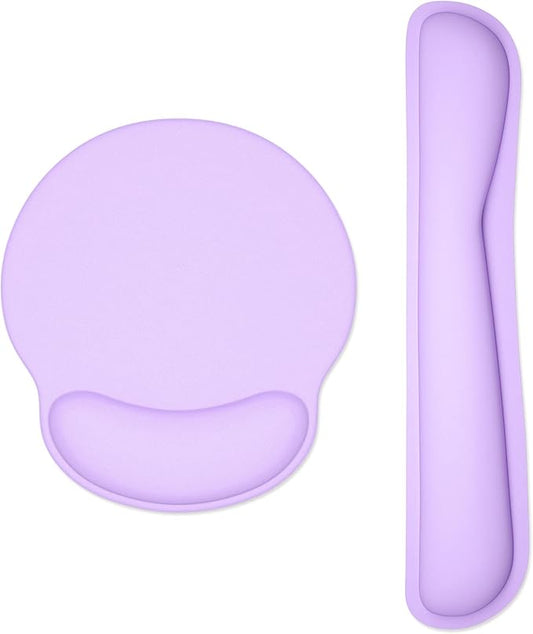 Dapesuom Keyboard Wrist Rest and Mouse Pad with Wrist Support, Cute Memory Foam Cushion for Keyboard and Mouse Set, Ergonomic Pad Rests with Non Slip Base for Easy Typing & Pain Relief, Vanilla Purple