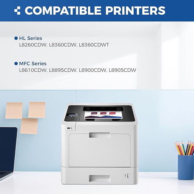 TN433 Toner Cartridge 4-Pack Replacement Compatible for Brother TN-433 TN431 TN436 MFC-L8900CDW MFC-L8690CDW HL-L8360CDW HL-L8260CDW MFC-L8610CDW MFC-L8905CDW MFC-L9570CDW HL-L8360CDWT Printer Set Ink