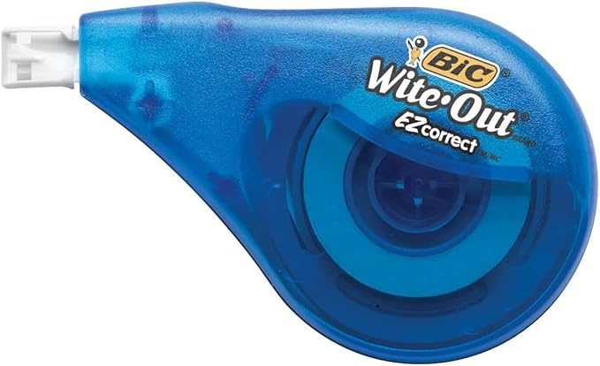 BIC White Out Tape- Tear Resistant, Clear Dispenser EZ Correct Correction Tape - 39.3 Feet Each - Pack of 7