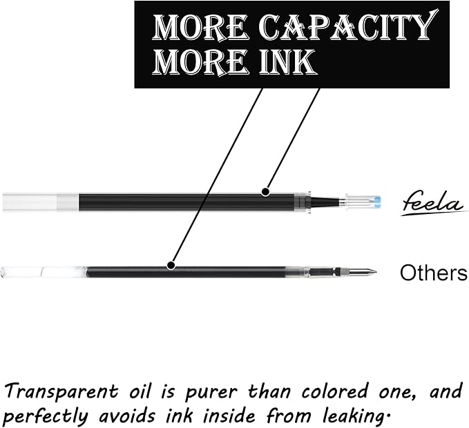 feela 52 Pack Retractable Black Ink Gel Pens, Premium Medium Point Rollerball Pens for School Smooth Writing with Comfort Grip(19 Black with 27 Refills+1 Blue with 2 Refills+1 Red with 2 Refills)