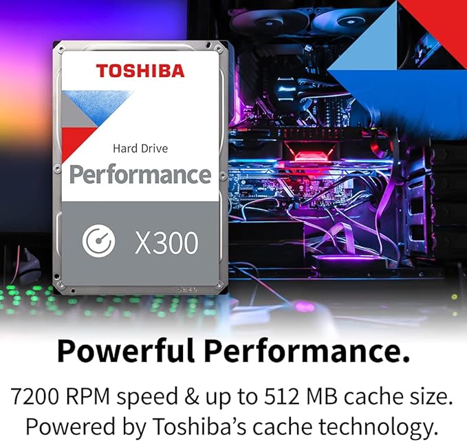 Toshiba X300 18TB Performance & Gaming 3.5-Inch Internal Hard Drive - CMR SATA 6 Gb/s 7200 RPM 512 MB Cache - HDWR51JXZSTA