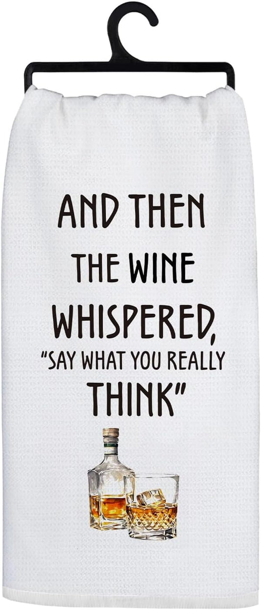 Funny Wine Kitchen Towels, Whiskey Lovers Gifts Hand Towels for Kitchen Decor, Gifts for Wine Lovers Women Men Decorative Dish Tea Towels for Home Bar Pub, 16x24 Inch