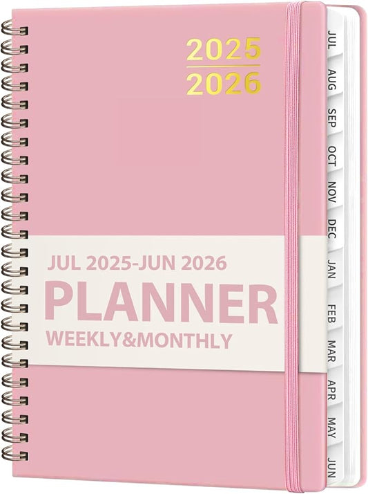 Planner 2025-2026 for Women & Men, Weekly and Monthly Calendar Notebook (July 2025 - June 2026), Hardcover Spiral Bound School Teacher Student Planner with Tabs, Inner Pocket, A5 (6.3" x 8.5")