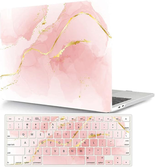 Case Compatible with MacBook Pro 13 Inch 2015 2014 2013 2012 Model A1502 & A1425, Plastic Hard Shell Protective Case with Keyboard Cover for Mac Pro Retina 13 Old Version - Pink Marble