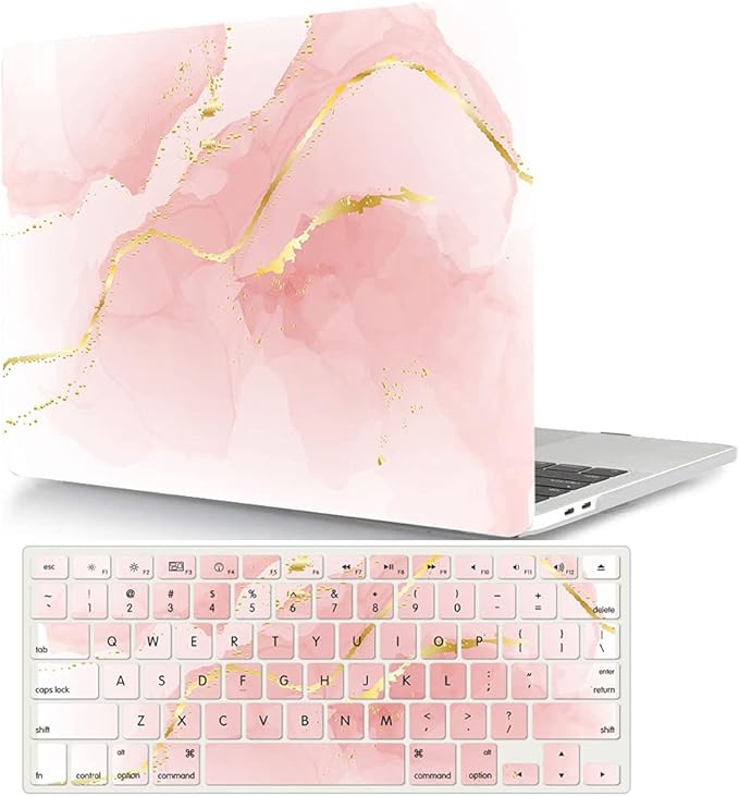 Case Compatible with MacBook Pro 16 inch 2020 2019 Release A2141 with Touch Bar/Touch ID, Plastic Laptop Hard Shell Protective Case & Keyboard Cover Skin - Pink Marble