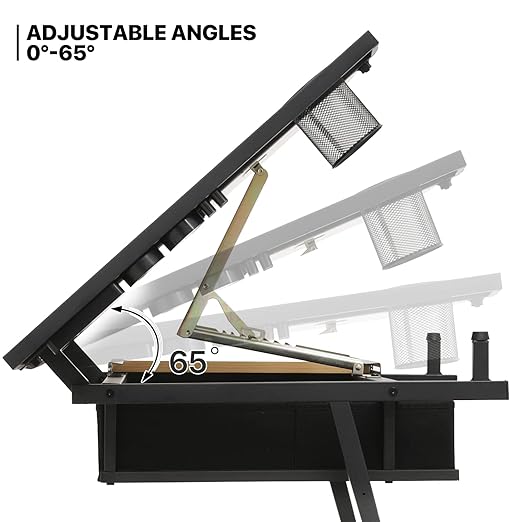 MoNiBloom Adjustable Drafting Table & Stool Set with Storage, Versatile Art Desk and Craft Center Home Study Room Artist Desk