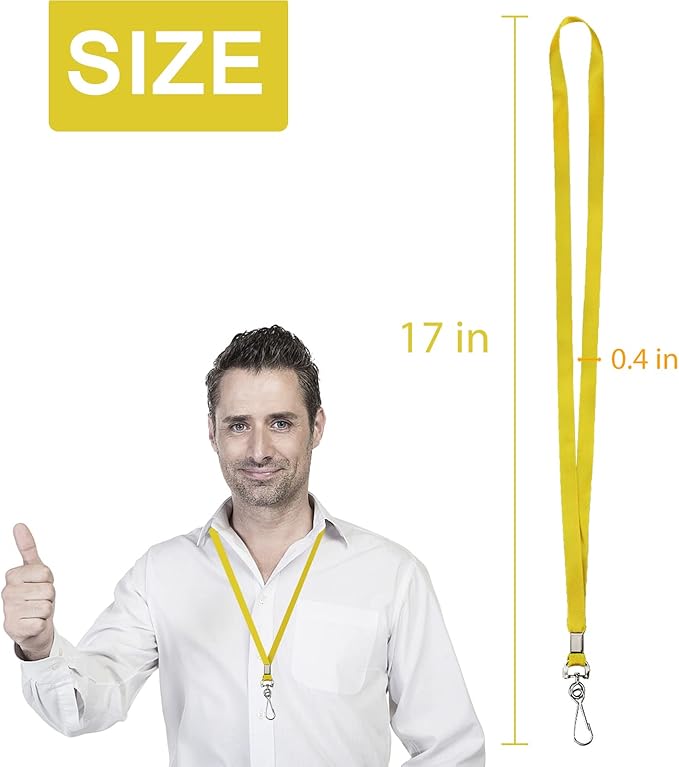 Yellow Lanyards Bulk 50 packs Lanyards for ID Badges,Lanyards with Swivel Hook Clips for Name Tag Lanyard ID Holder