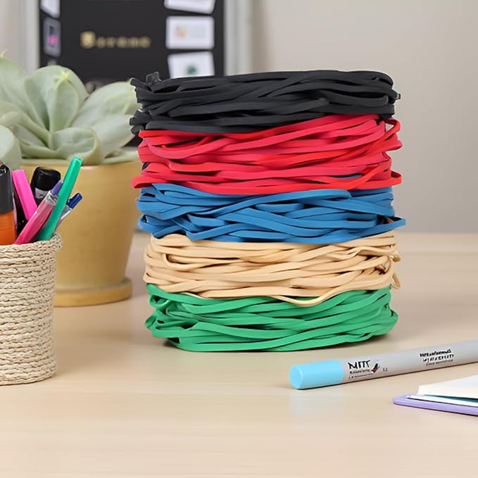Rubber Bands Garbage Can Bands Elastic Large Size #117B 100 Pcs Trash Can Bands Elastics Bands 7 inch Assorted Color For Office Supplies Home