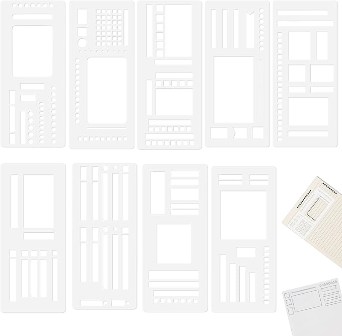 9Pcs Handmade Flexible Record Template, Reusable Drawing & Journaling Templates for Bullet Journals, Planners & Notes | Flexible Ruler Stencils for Home & Travel Use