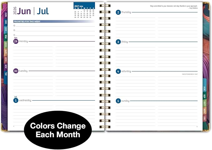HARDCOVER 2026 Planner, 8.5"x11": 14 Months (November 2025 - December 2026), Daily Weekly Monthly Planner, Yearly Agenda, Bookmark, Pocket Folder and Sticky Note Set (Pastel Peacock)