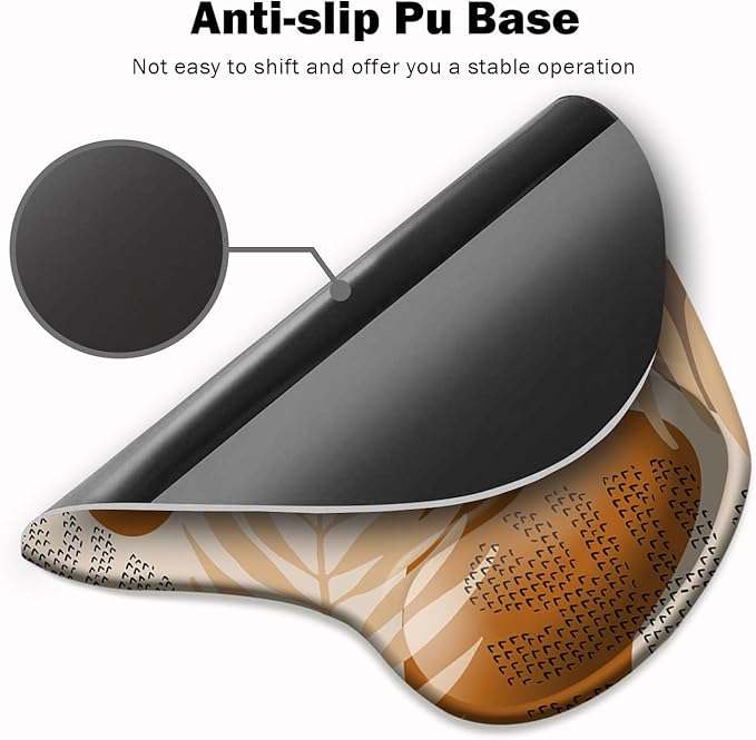 DOOKE Ergonomic Mouse Pad with Wrist Support and Coaster,Mouse Pads with Non-Slip PU Base for Home Office Working Studying Easy Typing & Pain Relief Boho