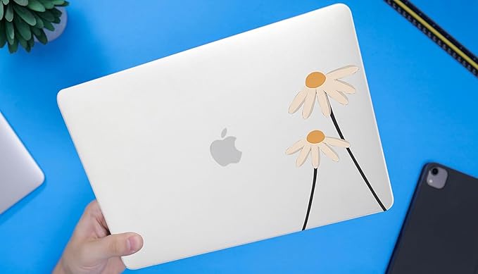 DTangLsm Compatible for MacBook Air 13 inch Case 2025 2024 2023 2022 M4 M3 M2 A3240 A3113 A2681, Smooth Plastic Hard Shell Protective Cover for MacBook Air 13.6 Laptop Case+Keyboard Cover,Daisy Flower