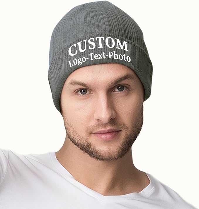 Custom Beanie for Men Women Bulk Custom Winter Hat Beanies with Logo Text Image Personalized Knit Hats Gifts for Business