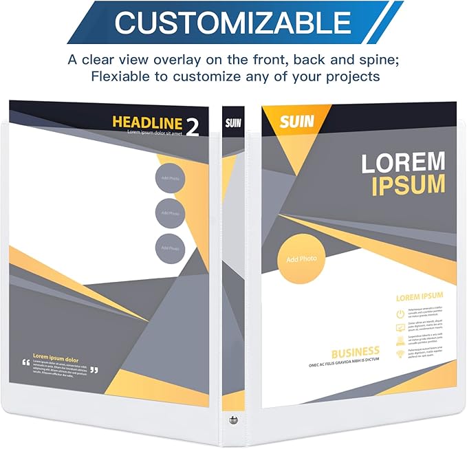 0.5-inch 3-Ring Binder with 2 Interior Pockets, 0.5'' Basic Binders Holds US Letter Size 8.5'' x 11''for Office/Home/Back to School, 6 Pack (White)