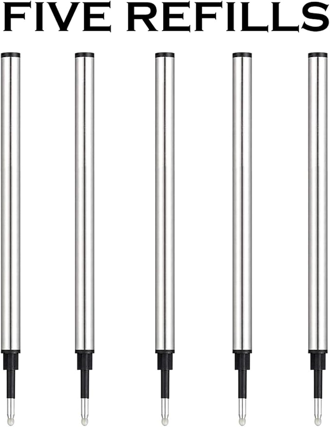 HeTaoCat Gel Rollerball Pen Refills, Roller Ball Fine Point 0.5mm, Black Ink Refill Pack of 5 - Replaceable Ballpoint Pen Refills Medium Point (Navy Blue)
