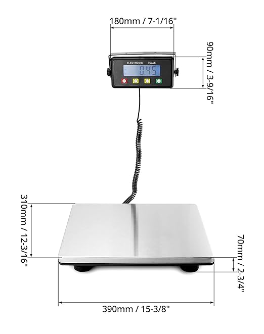 QWORK 400lb Physician Digital Scale, Shipping Scale Medical Platform Scale, Postal Scale, Digital Postage Scale fo Packages Luggage Post