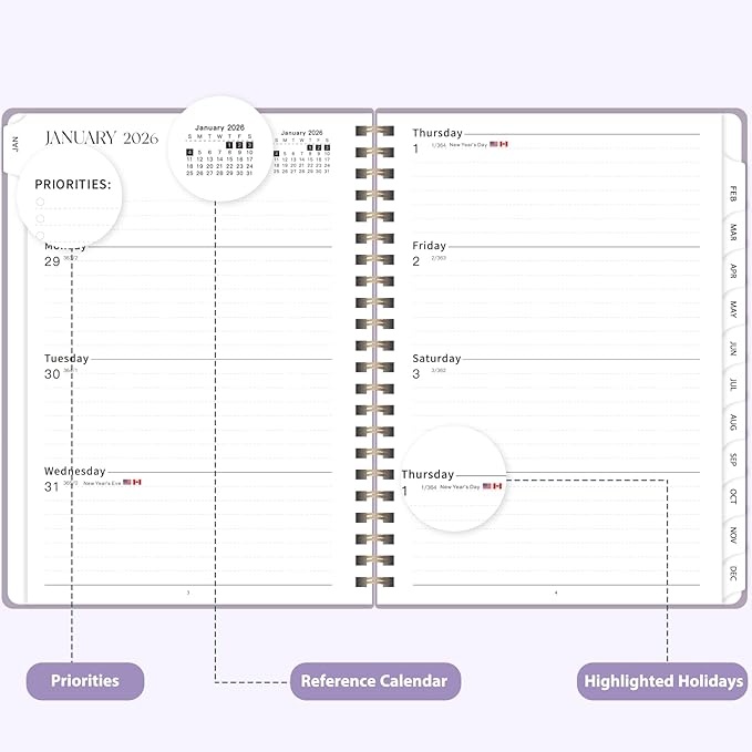 2026 Planner, Weekly and Monthly Calendar Planning Agenda, Jan 2026 - Dec 2026, Academic Planner Book, Desk Accessories and Office Supplies for women & men - A5 (6.3'' x 8.5'')