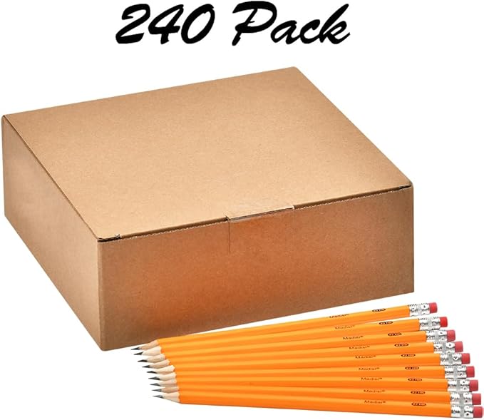 Madisi Wood-Cased #2 HB Pencils, Yellow, Pre-sharpened, Bulk Pack, 240 pencils