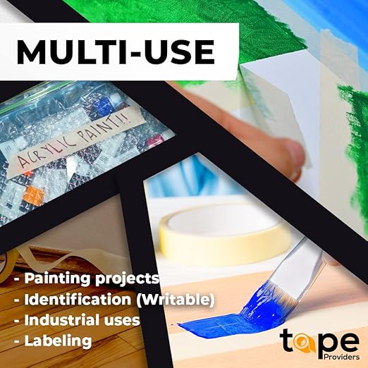 WOD MT5 Utility Grade Masking Tape, 1.5 inch x 60 yds. (Pack of 24) for Home or Office air-Dry Painting, Labeling, & Packing. Leaves no Residue