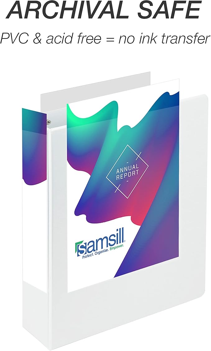 Samsill Durable 2 inch 3 Ring Binder, Made in USA, D Ring Binder, FSC 100% Recycled Chipboard, White, 12 Pack