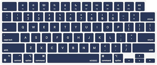 MOSISO Keyboard Cover Skin Compatible with MacBook Air 15 inch M3 A3114 M2 A2941/Air 13.6 A3113 A2681/Pro 14/16 M4 M3 M2 M1, Navy Blue