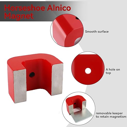 Red Horseshoe Heavy-Duty Alnico Power Magnets for Education and Doing Velvet Nail (30 lbs Pull)