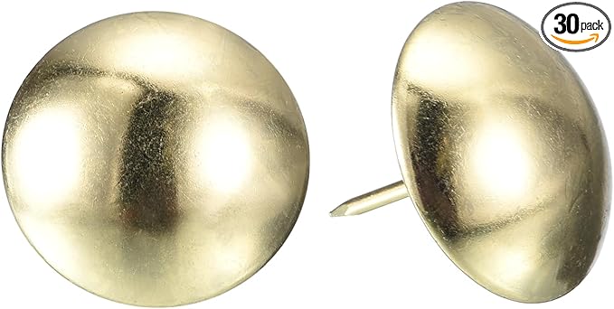 uxcell Upholstery Tacks Nail Pins Furniture, 30Pcs 25x25mm Thumb Tack Pins Assortment Kit Carbon Steel for Home Sofa DIY Decorative Nail Heads Nails, Gold