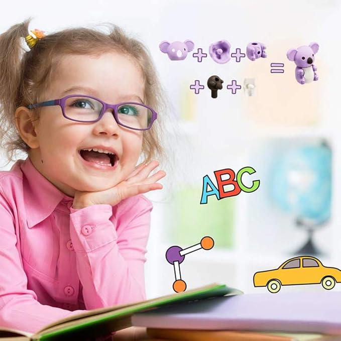 34Pcs Animal Erasers Bulk Cute Desk Pets Kids Puzzle Erasers Take Apart Cool 3D Eraser Mini Pencil Eraser Fun Party Favors for School Supplies Classroom Rewards Easter Egg Fillers Gifts