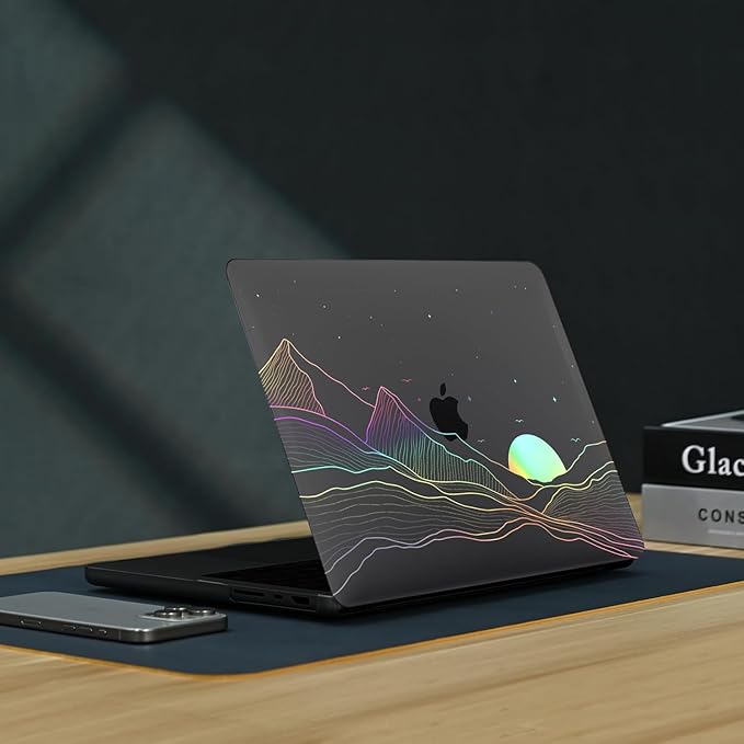 KEROM Clear Black Case for MacBook Pro 16 inch 2025-2021 M4 M3 M2 M1 Pro/Max Chip A3403 A3186 A2991 A2780 A2485, Protective Aesthetic Plastic Hard Shell Case & Keyboard Cover, Sunrise