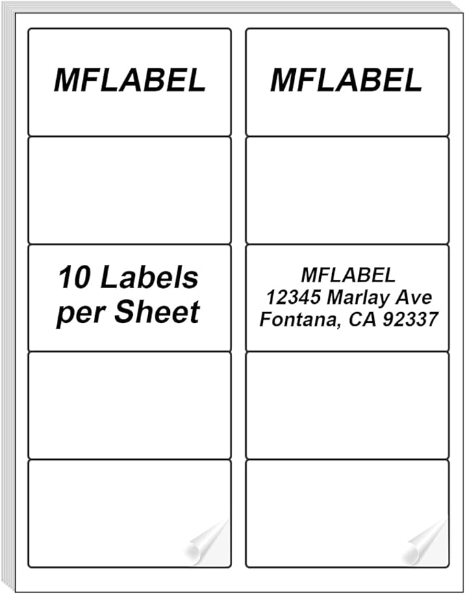 MFLABEL 2x4 Address Labels, 25000 Sheets, FBA Compatible, 2" x 4" Inkjet/Laser Printer Labels