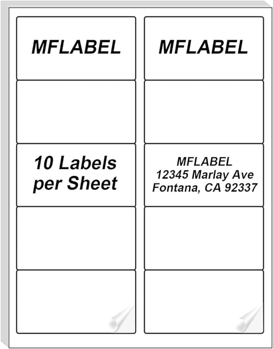 MFLABEL 2x4 Shipping Address Labels, 10-UP, 20000 Count, 2000 Sheets for Printer, Internet Mailing, FBA Stickers 2" x 4" for Laser/Inkjet Printer