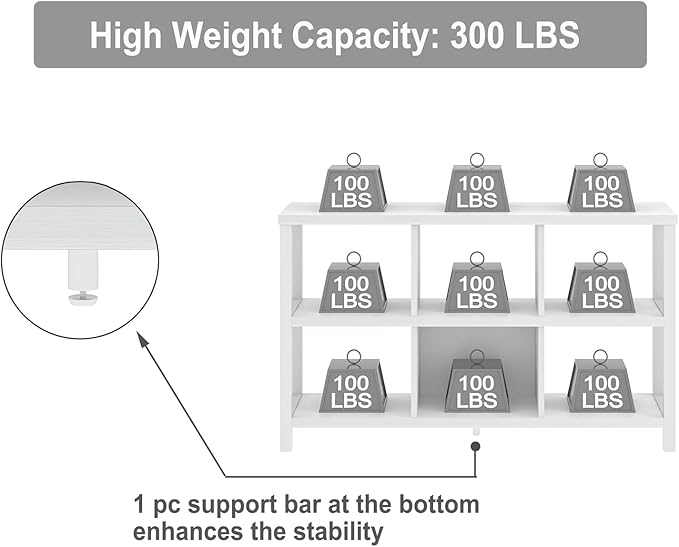 FOLUBAN Horizontal Bookshelf, 6 Cube Storage Organizer with Shelf, Modern Wood and Metal Cubby Bookcase for Bedroom Living Room, White Oak, 47 Inch