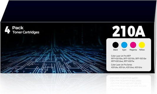 210A Toner Cartridges Compatible for HP 210A 210X Toner Color Laser Jet Pro MFP 4301fdw MFP 4301fdn Compatible for Color Laser Jet Pro 4201dw 4201dn ColorPro MFP 4301 4201 Series (4 Pack with Chip)
