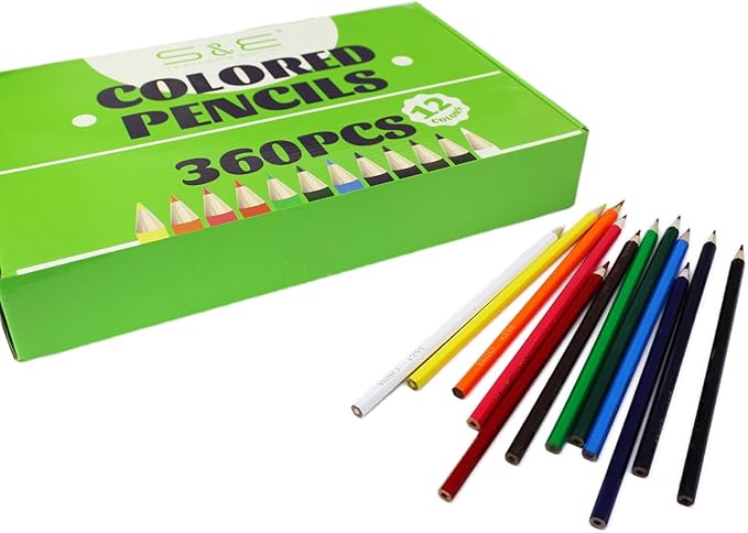 S & E TEACHER'S EDITION Colored Pencils 360Pcs,Coloring Pencils Set for Adults Kids Drawing Pencils for Sketch, Woodcase Lead,Wooden Colored, Back to school Christmas Gifts