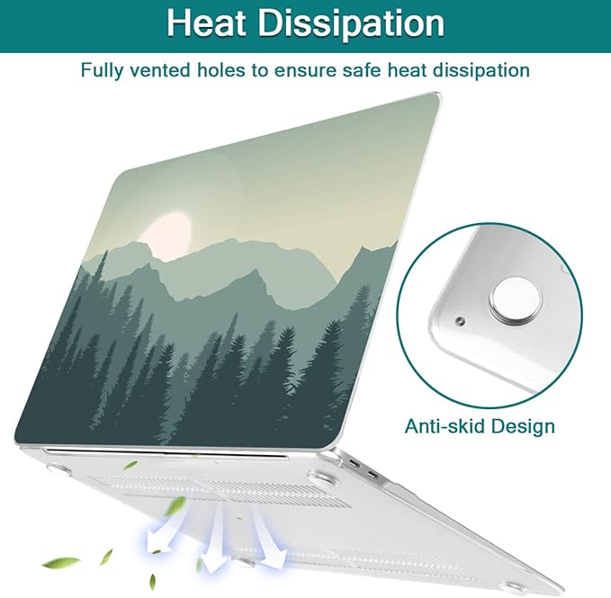 Teryeefi Compatible with MacBook Pro 13 inch Case 2022 2020-2016 Release Model: A2338 M2/M1 A2251 A2289, Plastic Hard Shell Case & Keyboard Cover for MacBook Pro 13 with Touch Bar, Forest