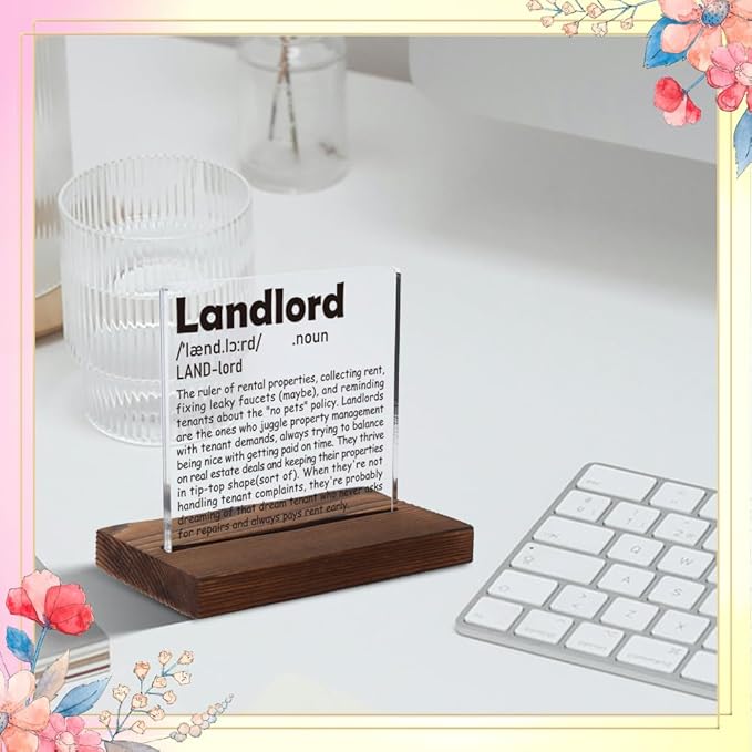 Appreciation Gifts for Landlord, Inspirational Office Decor Gifts for Landlord, Motivational Gifts for Landlord,Modern Acrylic Desk Plaque with Inspirational Quotes, 10 x 10 x 1.5 cm,XXD31